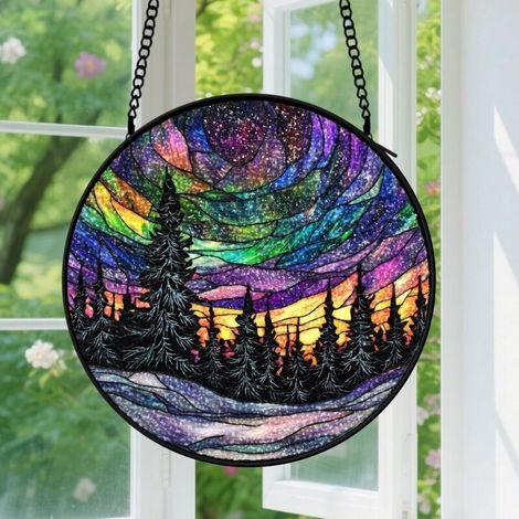 12.5cm Suspension en vitrail - Attrape-soleil coloré pour fenêtre et porte, décoration maison unique, cadeau Noël, Fête des Mères, Anniversaire pour professeur, femme, homme, maman, nana (1/5)