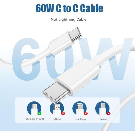 2Pack Chargeur iPhone 17 16 15, 20W USB C Chargeur Rapide 2M Cable C to C pour iPhone 17/17 Pro/16 Pro Max/15 Pro Max/15 Plus/iPad 12.9/11 inch, Air 5 4, Samsung Gaxy,Adaptateur Secteur (1/5)