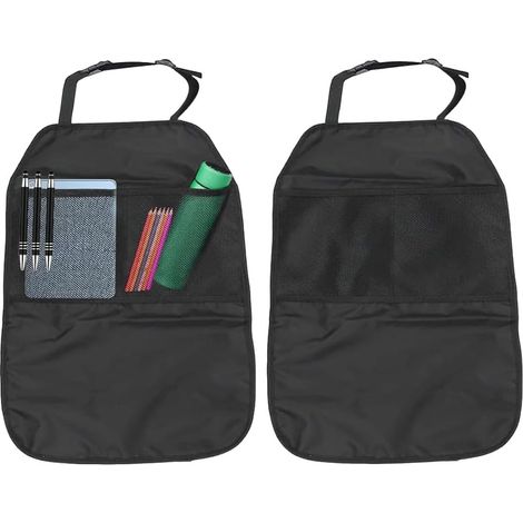 2 Coussins pour Voiture, Protection Antidérapante Double Fixation, Résistant à l'Usure et aux Coups, pour Sièges Auto Enfants et Protection des Sièges, Noir (1/5)