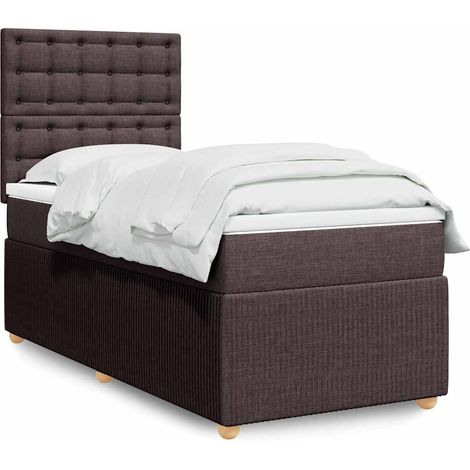 Boxspringbett mit Matratze Dunkelbraun 80x200 cm Stoff