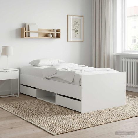 vidaXL Struttura del letto con cassetto Bianco Legno ingegnerizzato (1/4)