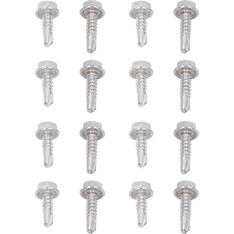 Kit de 100 vis autoperceuses avec rondelles hexagonales 4,8 x 16 mm et 4,8 x 19 mm en acier inoxydable (1/5)