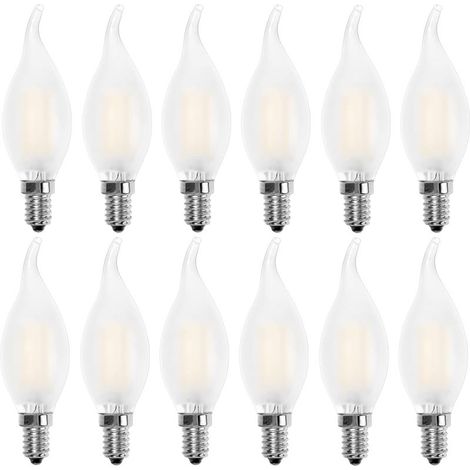 Ampoule LED E14 Flamme,Forme de Bougie,Blanc Chaud 2700K,4W Equivalence Incandescence 40W,400lm, Lot de 12 (1/5)