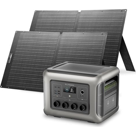 ALLPOWERS R2500 V2 Station Électrique Portable avec 2 x Panneau Solaire Pliables de 100W, 1920Wh Batterie LFP, avec 4 Sorties CA 2500W, Fonction UPS, Générateur Solaire pour Camping, Extérieur