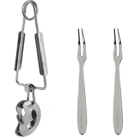 Ensemble de 1 pince à escargots et fourchette - Pince à escargots de qualité supérieure, durable et robuste-16X5.5X3CM-Silver (1/4)