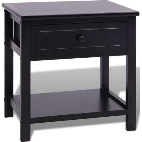 Mesilla de noche mesita de noche cómoda armario mueble de dormitorio madera negra 1402151