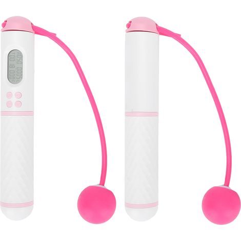 Corde à sauter électronique avec compteur, équipement de sport et de fitness, blanc et rose (1/5)