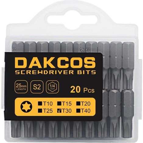 Bit Sortiment Torx T30 S2 25 mm 20 Stück T30-Bit Box (1/4)