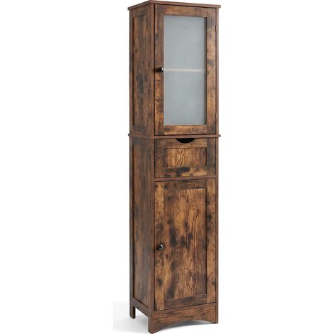 COSTWAY Meuble Colonne de Salle de Bain, 30 x 40 x 170 cm (Marron)