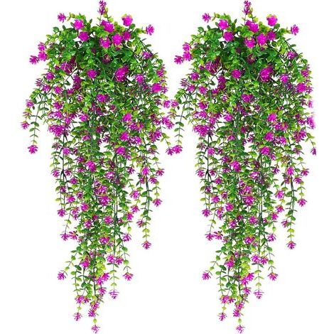 pcs Artificial Hanging Plants, Artificial Hanging Plants, Fake Flowers, Hanging Plants, Artificial Flowers, Decorative Plants, for Home Wedding Decoration (Red) (1/5)