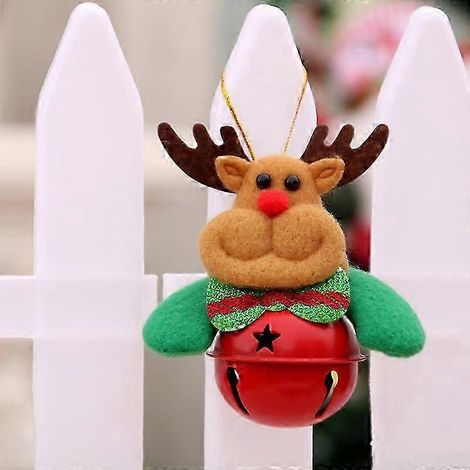 Décorations de Noël, petits pendentifs de Noël, décorations de sapin de Noël avec clochettes, petits pendentifs, cadeaux de Noël, clochette rouge, cerf (1/3)