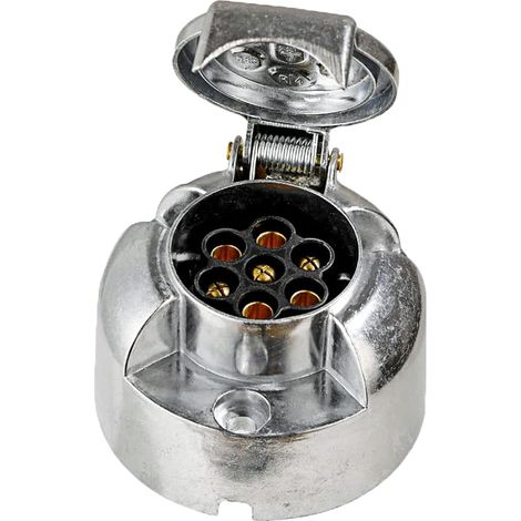 Prise de remorque en métal 7 broches avec accessoires de montage, 12 V, étanche à 7 broches, boîtier en aluminium conforme à la norme 1724, pour remorque, caravane, RV, adaptateur AHK (prise) (1/5)