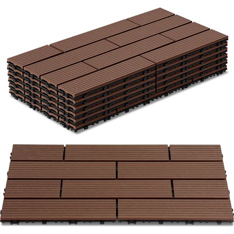 Wolketon Piastrelle da esterno WPC 30x60 cm 18 pezzi 3 m², marrone rossastro, a incastro (1/5)