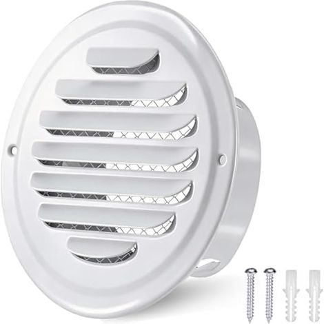 100mm Grille Aération Ronde, Grilles D’aération Acier Inoxydable avec Filet Anti-insectes, Bouche vmc Grille Ventilation pour Intérieur, Extérieur, Cuisine, Salle de Bain, 14.5  9.8  4.5cm