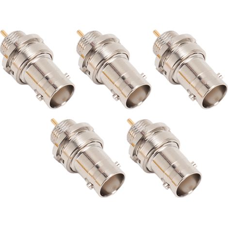 Lot de 5 connecteurs BNC femelles à sertir, connecteurs BNC femelles métalliques professionnels pour antennes VHF, UHF, CB, radio amateur, scanners radio et testeurs de câbles (1/5)