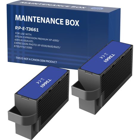 Lot 2 Cartouches d'entretien Réservoir d'encre Remplacement T3361 C13T366100 pour Epson Expression Premium XP-6000 XP 6100 Expression Photo XP-8500 XP 8600 XP-8700 XP-15000 XP-970 (1/5)