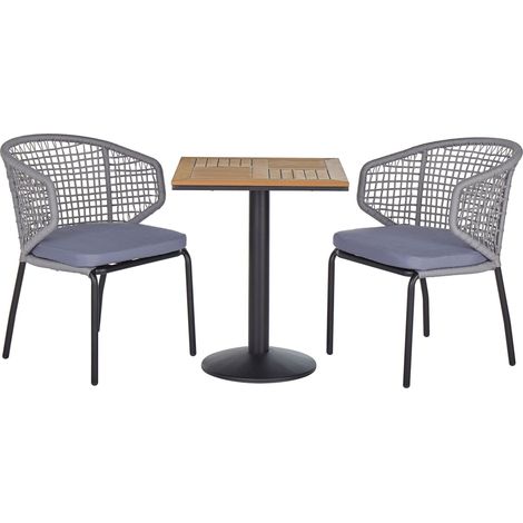 Bistro Set with Cushions PALMI Metal Grey