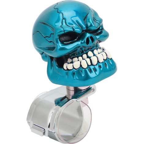 Totenkopf-Lenkradknauf, drehbar, Selbstmord-Kraftgriff für Auto, LKW, Traktor, Boot, Blau (1/5)
