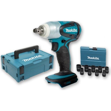 Boulonneuse à chocs 18V 230Nm 1/2" DTW251 (machine seule) + Coffret 9 douilles + coffret MAKITA (1/4)