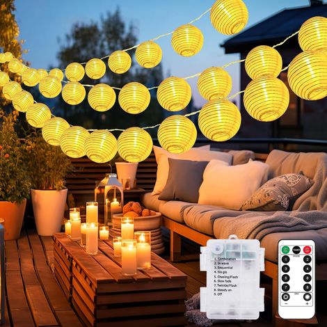 Guirlande 15 Lanternes LED Étanche avec Télécommande