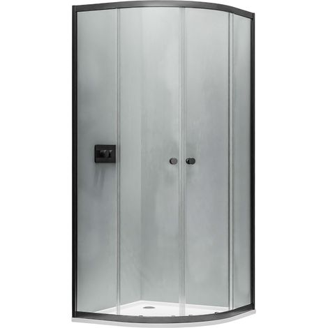 BERNSTEIN - Box doccia tondo 80x80x195cm (LxPxH) vetro 6mm, 2 ante scorrevoli impermeabili, profilo nero opaco - NT509 90x90 cm, Nero opaco (1/5)