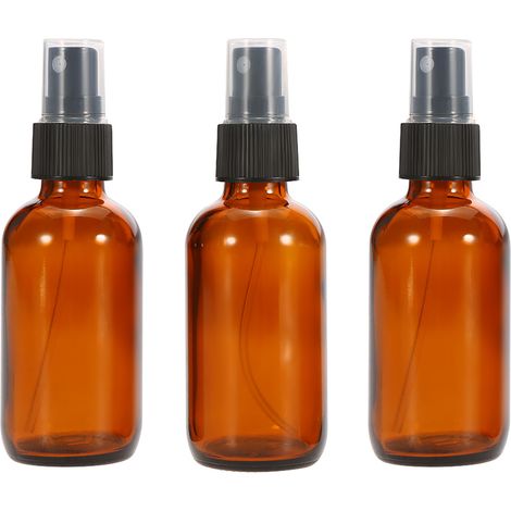 Flacon vaporisateur en verre ambré noir à brume fine 50 ml, lot de 3, pour huiles essentielles, parfums et produits chimiques. (1/5)