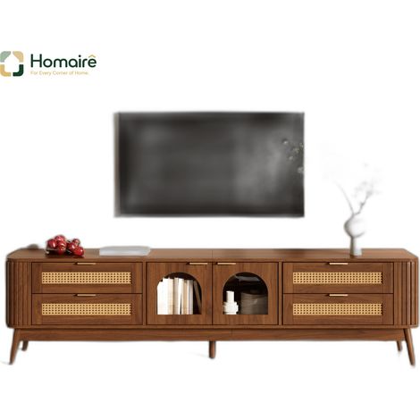 Buffet en tissu noyer avec rangement 180 x 40 x 50 cm HOMAIRE (1/5)