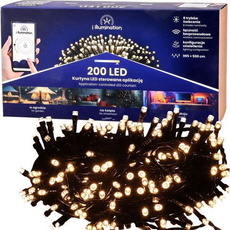 200 luci natalizie a LED, bianche, controllabili tramite smartphone, per le festività. Con un'app dedicata. (1/5)