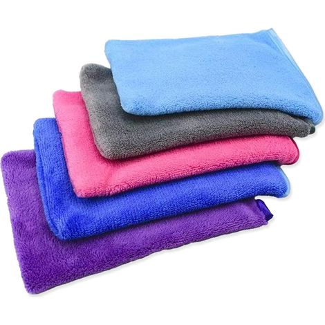 Lot de 5 gants de bain en flanelle Gants de toilette en microfibre ultra douce pour adultes et enfants Gants de bain et de douche exfoliants réutilisables Haute absorption et doux pour la (1/5)
