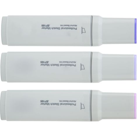 Lot de 3 marqueurs à pointe extra-large, à base d'alcool, pointe large, stylos vierges, rechargeables à l'encre, tons bleus et violets. (1/5)