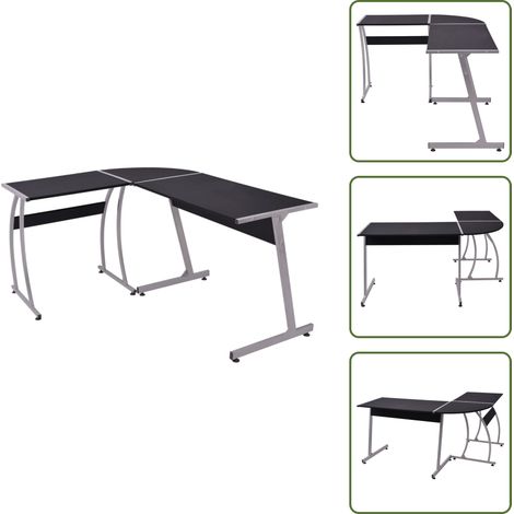 Bureau d'angle en forme de L Noir - Bureau D'angle - Bureau Noir - Meuble De Bureau - Bureau Design - Bureau Moderne