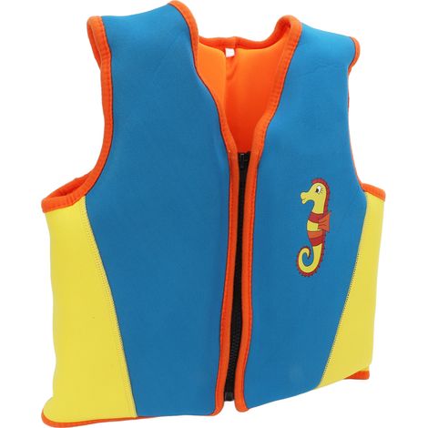 Gilet de sauvetage enfant en néoprène, bleu, idéal pour les parcs aquatiques, piscines, plages et plongée avec tuba, taille L. (1/5)