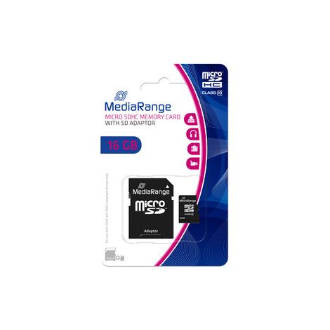 MediaRange MEDIARANGE MR958 - 16 Go - MicroSDHC - Classe 10 - Noir (1/2)