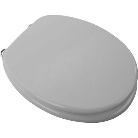 Balterley Bathroom Standard Adjustable-Hinges Round Toilet Seat, Silver Wood Effect Finish - 457x370 mm (Seat Only)