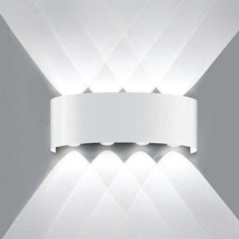 LED Applique Murale Intérieur, 8W 6000K Blanc Froid Lampe Murale, IP65 Etanche Extérieur Moderne Éclairage Mural, Aluminium Luminaire Murale pour Chambre Couloir Salon Escalier (1/5)