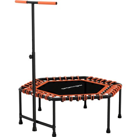 45-Inch Quiet Bungee Rebounder Trampoline for Adults with LED Lights and Adjustable Handle in Orange