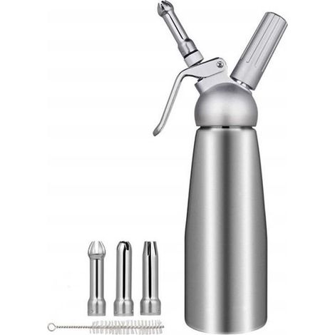 Siphon à Chantilly Professionnel - 500 ML en Métal avec 3 Douilles de Décoration - RuneSol (1/4)