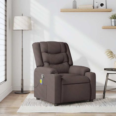 Sillón de masaje reclinable de tela marrón oscuro vidaXL (1/5)