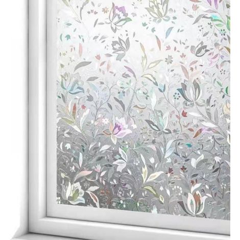 Film De Confidentialité Pour Fenêtre - PVC Électrostatique Sans Colle - 45 x 200 cm - Protection UV - Pour Porte En Verre Et Fenêtres Intérieures - 1 Pièce (1/5)