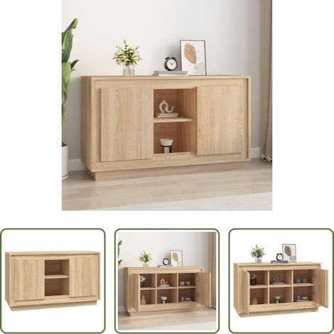 Wohnzimmer Schrank -  Sideboard Sonoma-Eiche 102x35x60 cm Holzwerkstoff (1/5)