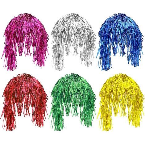 Lot de 6 perruques décoratives à paillettes colorées, perruques de fête à paillettes métalliques, ornement de cheveux-32.00X21.00X10.00CM (1/3)