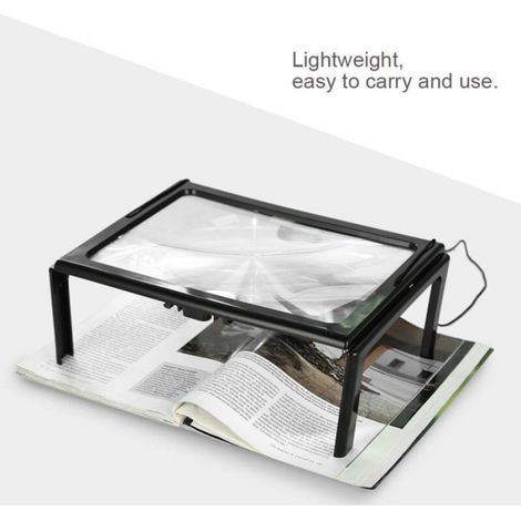 Loupe Lecture - A4 Pliable - 3x Grossissement - 4 LED Intégrées - Pour Lecture Tricot Personnes Âgées - 1 Pièce (1/5)