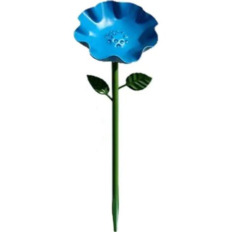 Baignoire à oiseaux en métal avec piquet pour jardin, station d'arrosage pour jardin, pelouse et terrasse (bleu) (1/5)