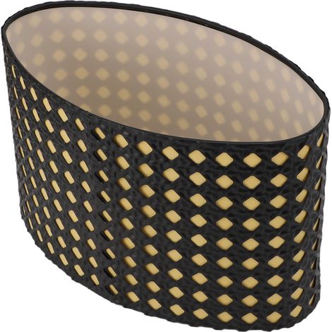 Abat-jour ovale en métal creux sculpté, compatible avec les douilles E27 et E14, pour bureau, chambre et salon, doublure noire et jaune. (1/5)