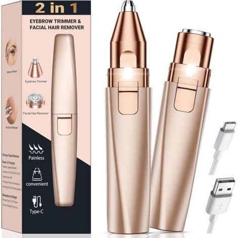 Women's Eyebrow Trimmer - 2-in-1 Facial Hair Removal Device, Electric Shaver and Facial Trimmer - One Item - AquaForge