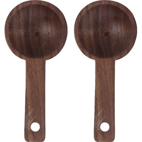 Cuillère à café en bois, cuillère doseuse en noyer, accessoires pour café, thé, sucre, épices (2 pièces) (1/5)