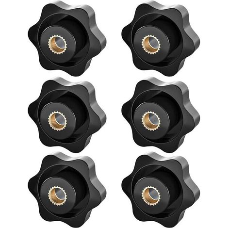 Bouton de Serrage M8, Ecrou Étoile, Bouton de Serrage à Filetage Moleté, Écrou De Serrage M8, Étoile Tête Écrous De Serrage Bouton,pour les Mécaniques, Mobilier, Équipements Électroniques, 6 Pack (1/4)