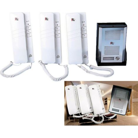 TrAdE Shop Traesio - Kit Citofono Apriporta Cancello Tre Cornette 4 Fili Casa Ufficio Interfono - (1/5)