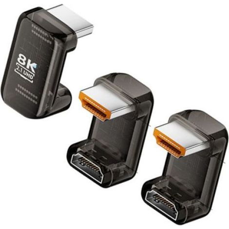 Adaptateur HDMI 2.1 U en U 3-Pack 8K@60Hz pour TV et Moniteur, Connecteur Mâle-Femelle, ABS, Noir Le noir (1/5)