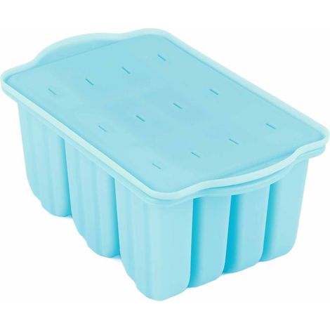 Eiswürfelform mit 12 Fächern und Deckel, faltbar, aus lebensmittelechtem Silikon, flexibel, für Küche, Büro und Gefrierschrank (1/5)